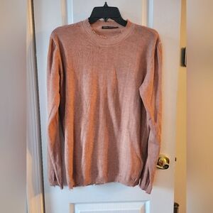 Daniele Alessandrini Italy Men's Distressed Knit Cotton Sweater Terracotta Small